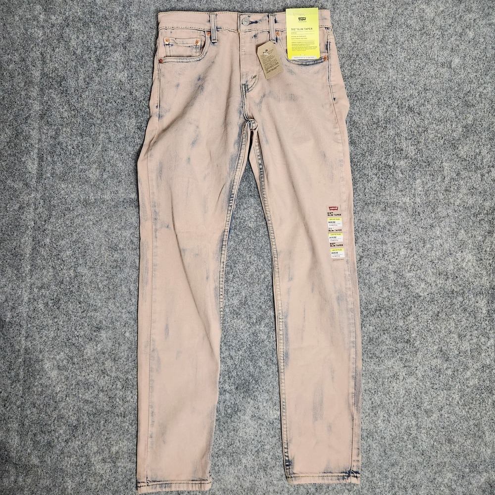 Levis 512‎ NWT Slim Taper Jeans Men 32x30 Flex Acid Wash Blue Denim Stretch